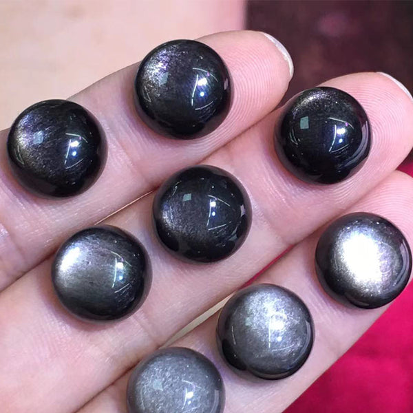 Natural Silver Obsidian Round Cabochons, Natural Color, AAA Grade, 1 Piece, MFCA3605