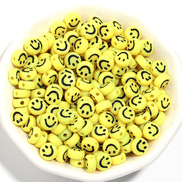 Round Smile Acrylic Beads, 4*7mm, 500g, MBAC4095