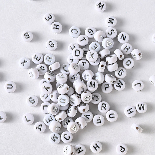 Round Letters Acrylic Beads, 4*7mm, 500g, MBAC4013