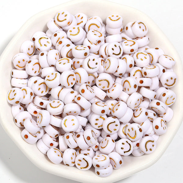 Round Smile Acrylic Beads, 4*7mm, 500g, MBAC4094