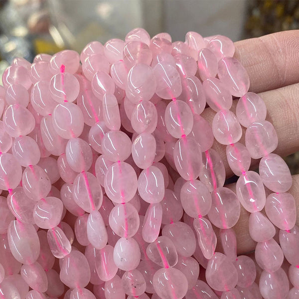 Natural Irregular Oval Rose Quartz Beads, Approximately 6*8mm, 1 Strand, MBGEROQ024