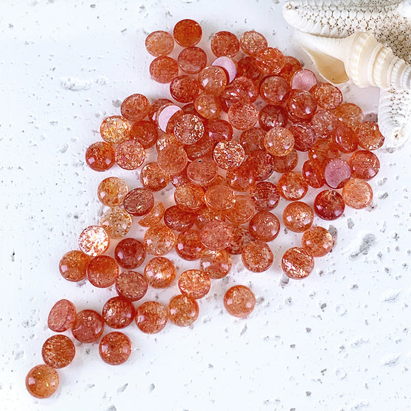 Natural Sunstone Round Cabochons, Natural Color, AA Grade, 1 Piece, MFCA2402