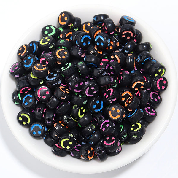 Round Smile Acrylic Beads, 4*7mm, 500g, MBAC4093