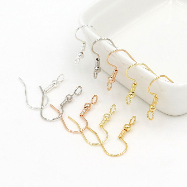 Brass Earring Hook, Cross-Drilled Hole, 50pieces, MFEA1010