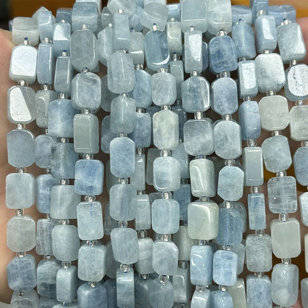 Natural Irregular Rectangle Aquamarine Beads, Natural Color, 8*12mm, 1 Strand, MBGEAQU009