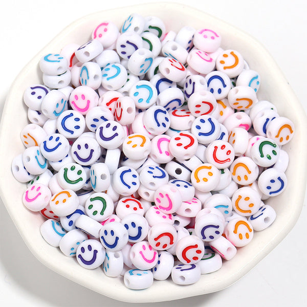 Round Smile Acrylic Beads, 4*7mm, 500g, MBAC4092