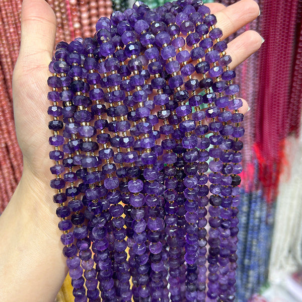 Natural Faceted Flat Amethyst Beads, 5*8mm, 1 Strand, MBGEAME012