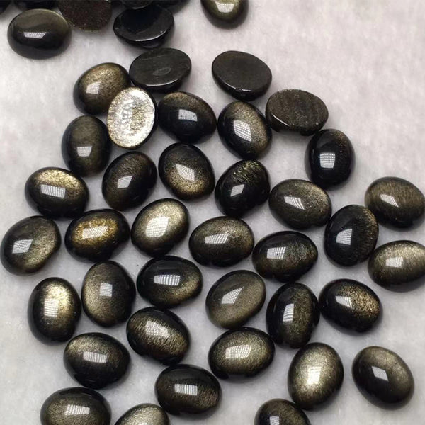 Natural Golden Obsidian Oval Cabochons, Natural Color, AAA Grade, 1 Piece, MFCA3603