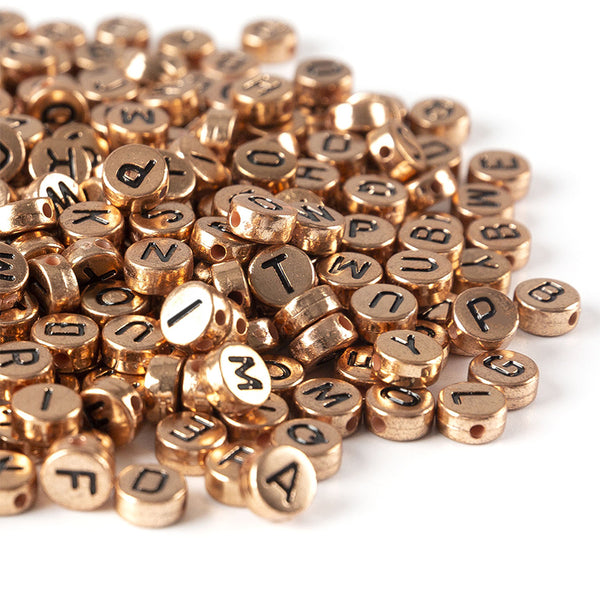 Round Letters Electroplated Acrylic Beads, 4*7mm, 500g, MBAC4011