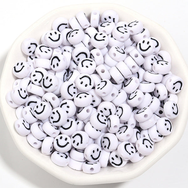 Round Smile Acrylic Beads, 4*7mm, 500g, MBAC4091