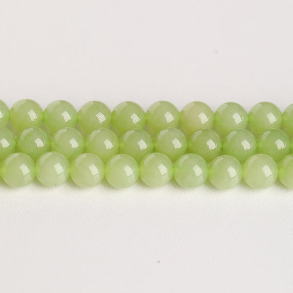 Light Green Chalcedony Beads, Dyed, 6/8/10mm, 1 Strand, MBGECHA013