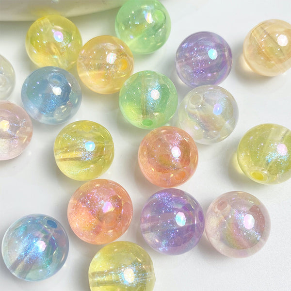 Spherical Transparent Plated Colorful Acrylic Beads, 500g, MBAC6011