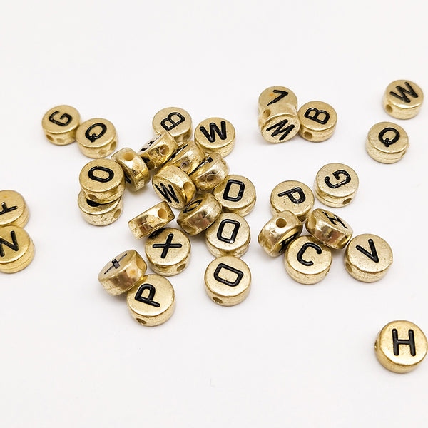 Round Letters Electroplated Acrylic Beads, 4*7mm, 500g, MBAC4009