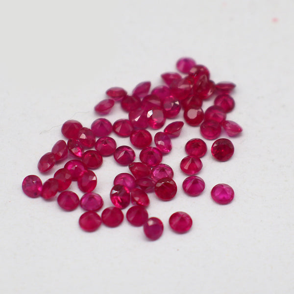 Round Ruby Faceted Gemstone, Natural Color, Slightly Included, 1 Piece, MFFG1110