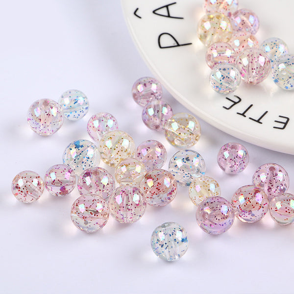 Spherical Transparent Plated Colorful Acrylic Beads, 500g, MBAC6012