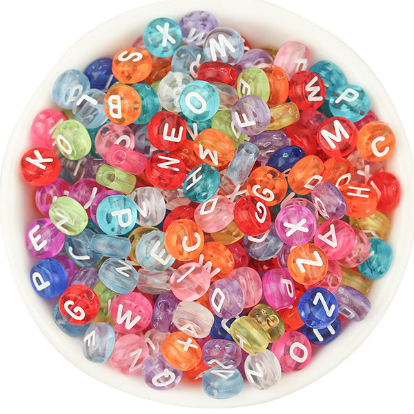 Round Letters Acrylic Beads, 4*7mm, 500g, MBAC4007