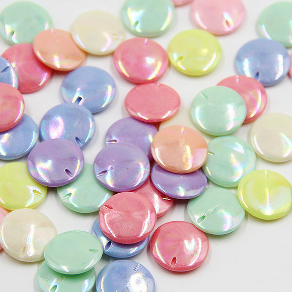 Round disc-shaped Plated Colorful Acrylic Beads, 500g, MBAC6043