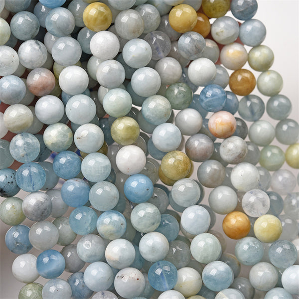 Natural Aquamarine Beads, Natural Color, 6/8/10/12mm, 1 Strand, MBGEAQU005