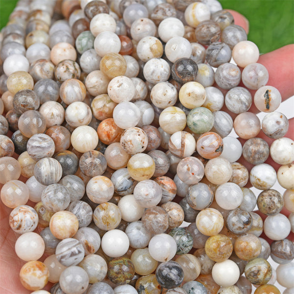 Natural Bamboo Agate Beads, 4/6/8/10mm, Natural Color, 1 Strand, MBGEAGA033