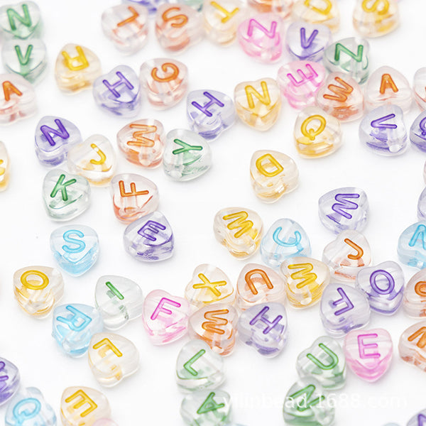 Heart Shaped Letters Acrylic Beads, 4*7mm, 500g, MBAC4070