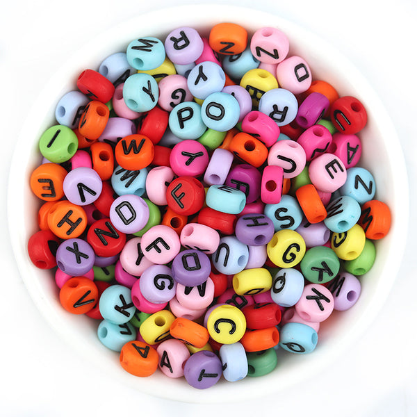 Round Letters Acrylic Beads, 4*7mm, 500g, MBAC4006