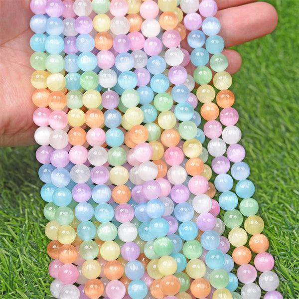 Colorful Selenite Beads, Dyed, 8mm, 1 Strand, MBGESEL008