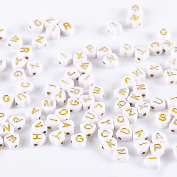 Heart Shaped Letters Acrylic Beads, 4*7mm, 500g, MBAC4069