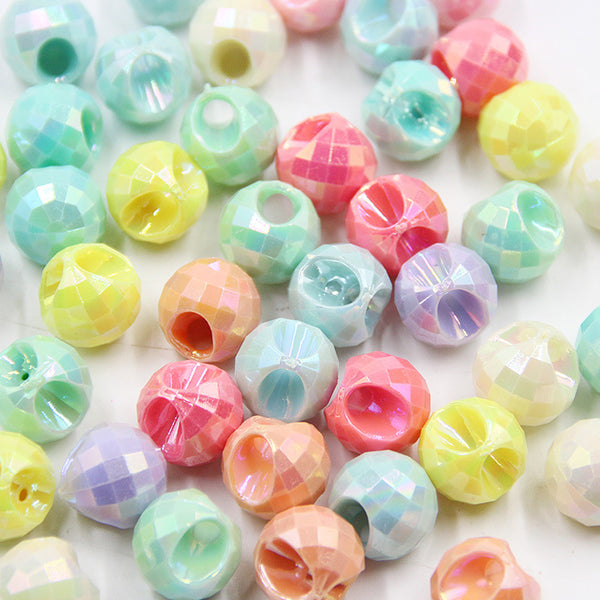 Spherical Plated Colorful Acrylic Beads, 500g, MBAC6045