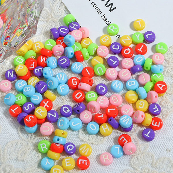 Round Letters Acrylic Beads, 4*7mm, 500g, MBAC4004