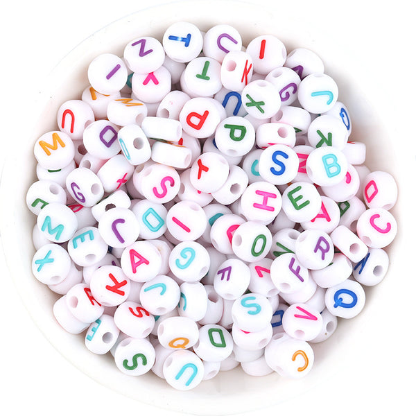 Round Letters Acrylic Beads, 4*7mm, 500g, MBAC4003