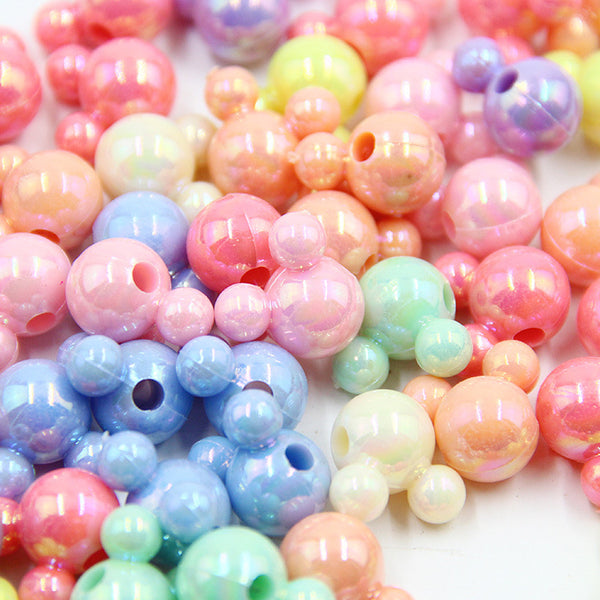 Spherical Plated Colorful Acrylic Beads, 500g, MBAC6036