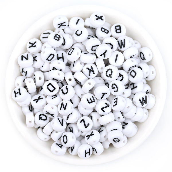 Round Letters Acrylic Beads, 4*7mm, 500g, MBAC4001