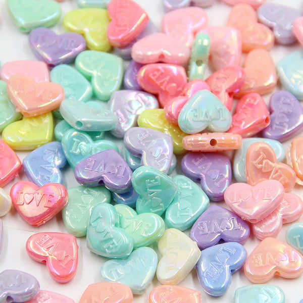 Heart-shaped Plated Colorful Acrylic Beads, 500g, MBAC6034