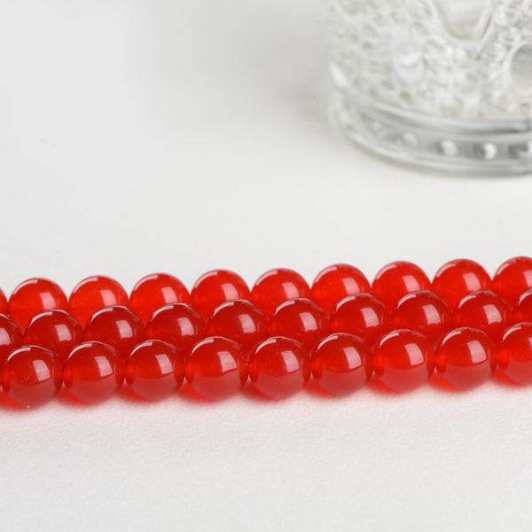 Red Chalcedony Beads, Dyed, 4-14mm, 1 Strand, MBGECHA017