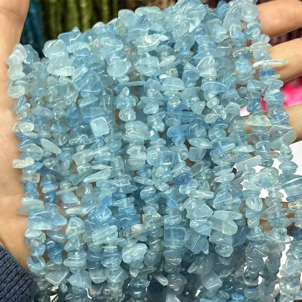 Natural Aquamarine Chip Beads, Natural Color, Approximately 5*8mm, 1 Strand, MBGEAQU012