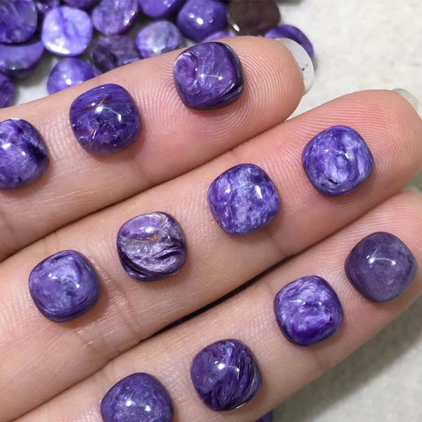 Natural Charoite Cushion Cabochons, Natural Color, 1 Piece, MFCA0403