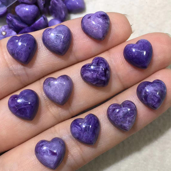 Natural Charoite Heart Cabochons, Natural Color, 1 Piece, MFCA0404