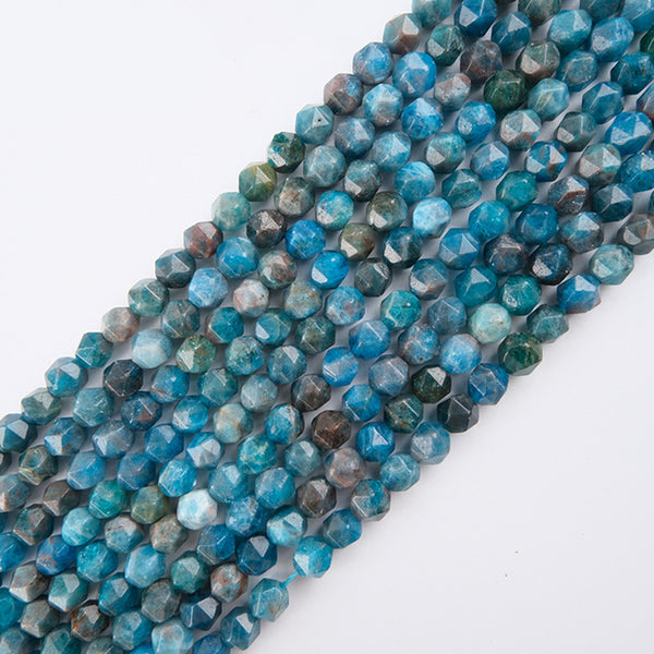 Natural Faceted Blue Apatite Beads, Natural Color, 8mm, 1 Strand, MBGEAPA004