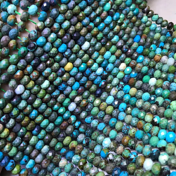 Natural Faceted Oblate Turquoise Beads, Natural Color, 4*6mm, 1 Strand, MBGETUR007