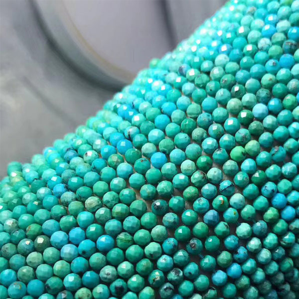 Natural Faceted Turquoise Beads, Natural Color, 2/3/4mm, 1 Strand, MBGETUR006