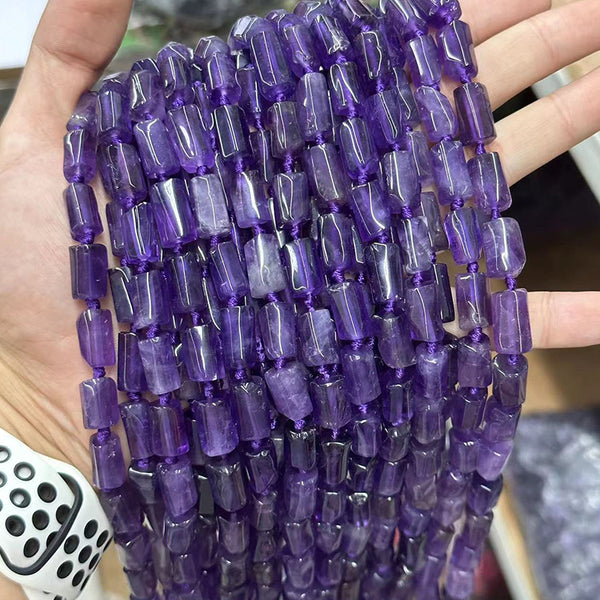 Natural Irregular Column-Shaped Amethyst Beads, 8*12mm, 1 Strand, MBGEAME010