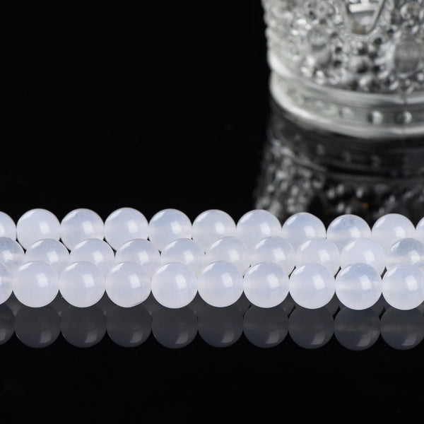 White Chalcedony Beads, Dyed, 4-12mm, 1 Strand, MBGECHA003