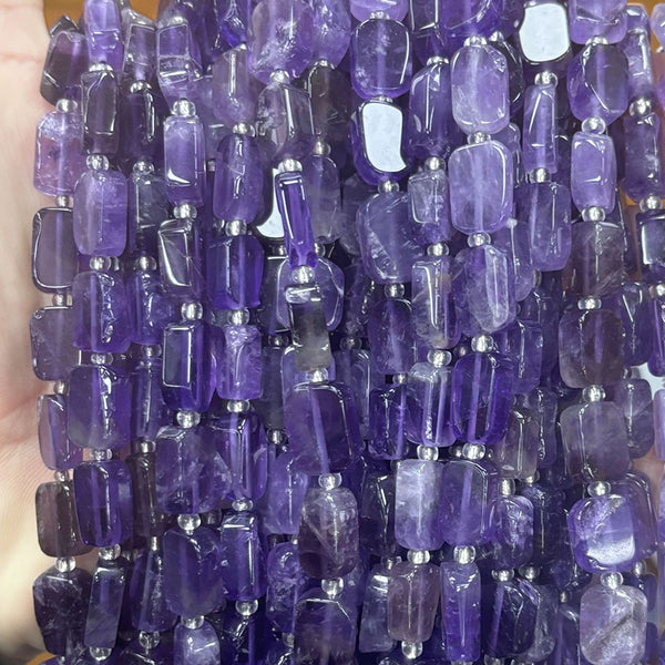 Natural Irregular Flat Amethyst Beads, 8*12mm, 1 Strand, MBGEAME017