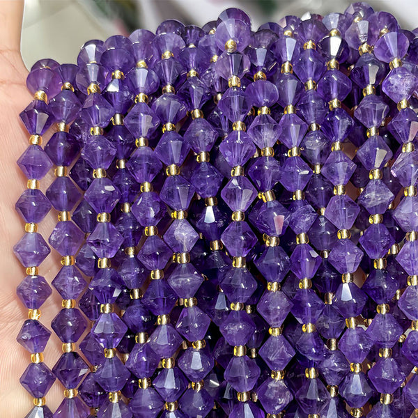 Natural Rhombus Amethyst Beads, 8mm, 1 Strand, MBGEAME006