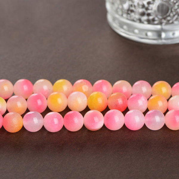 Peach Chalcedony Beads, Dyed, 6-12mm, 1 Strand, MBGECHA004