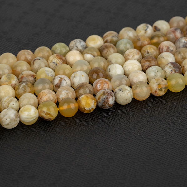 Beads de Opala Amarela Natural, 6/8/10mm, 1 Fio