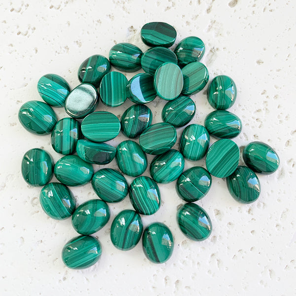 Natural Malachite Oval Cabochons, Natural Color, 1 Piece, MFCA1201