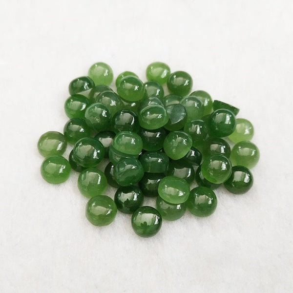 Natural Green Nephrite Jade Round Cabochons, Natural Color, AA Grade, 1 Piece, MFCA2304