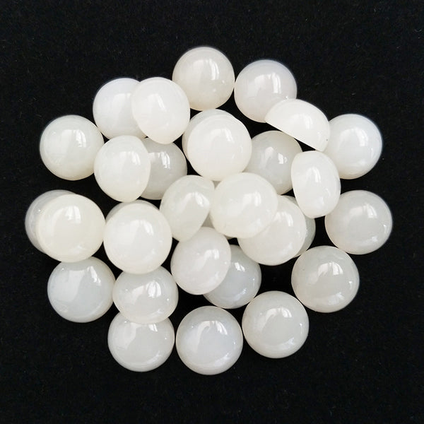 Natural White Nephrite Jade Round Cabochons, Natural Color, AAA Grade, 1 Piece, MFCA2303