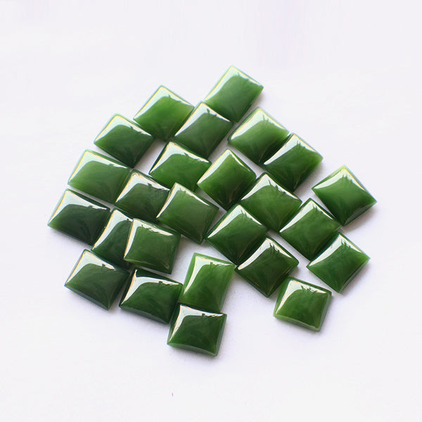 Natural Green Nephrite Jade Square Cabochons, Natural Color, AA Grade, 1 Piece, MFCA2305